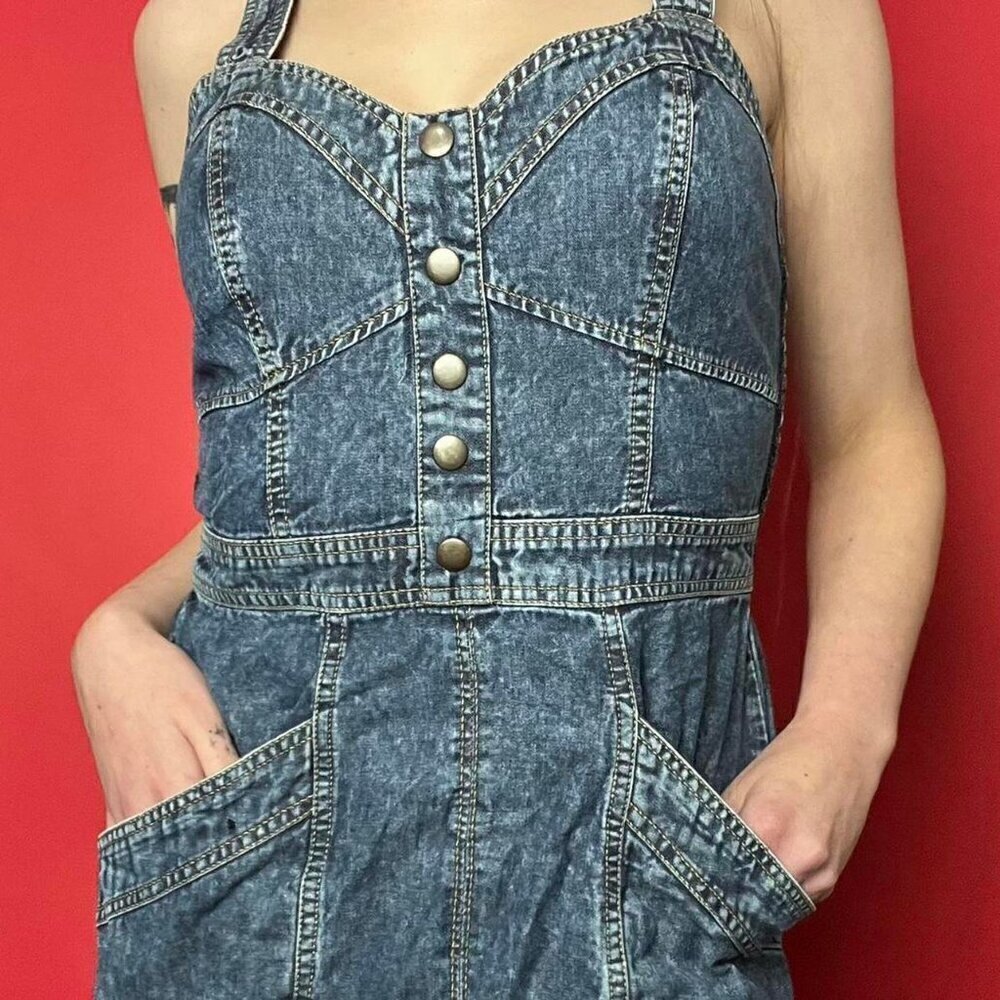 Japan / Overall denim looking mini dress with pockets 💙💙​​​​​​​​​​​ - Picture 3 of 7